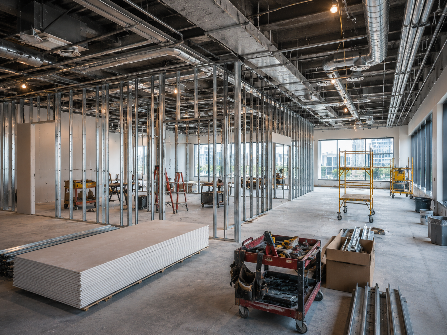 Commercial build with modern facade and structural improvements